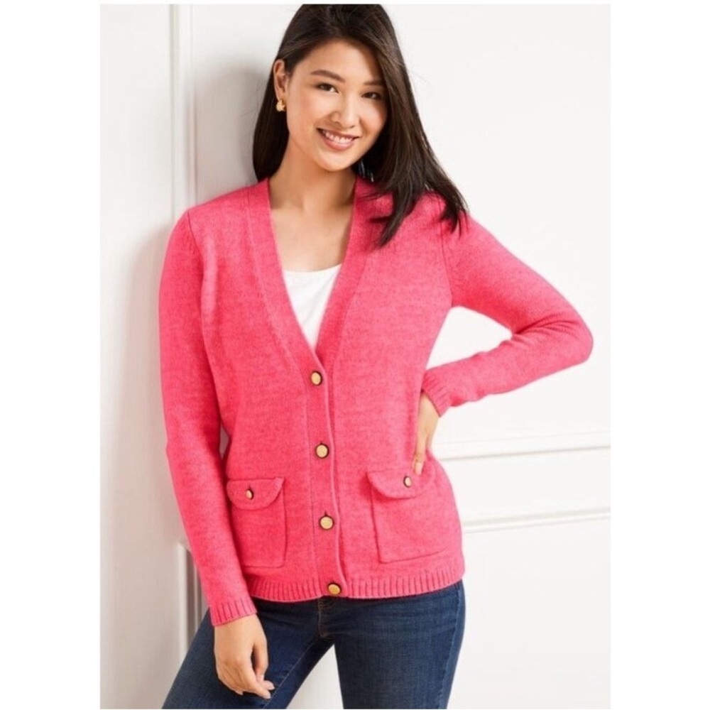 Talbots Coral Button-Up Cardigan - Picture 2 of 12